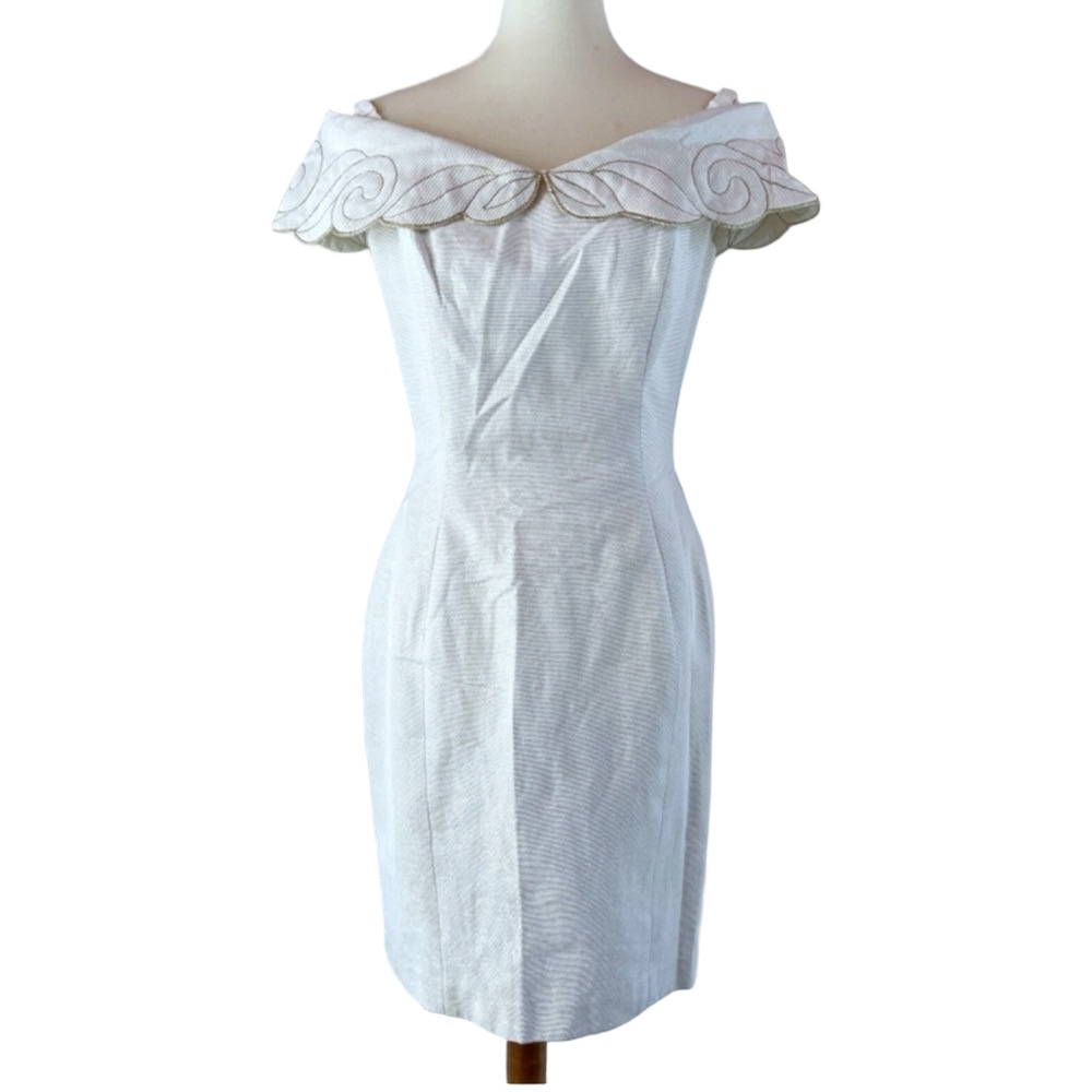 Vintage Saks Fifth Avenue Off The Shoulder Cocktail Holiday Dress. Size 5/6.